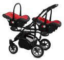 TWINNI PREMIUM 3w1 BabyActive wózek bliźniaczy głęboko-spacerowy + 2 x fotelik samochodowy - 08 Rosso