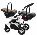 TWINNI PREMIUM 3w1 BabyActive wózek bliźniaczy głęboko-spacerowy + 2 x fotelik samochodowy - 12 Beige