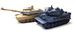 Zestaw wzajemnie walczących czołgów PK German Tiger i Abrams M1A2 1:28 - POSERWISOWY (1 sprawny)