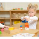 MASTERKIDZ Drewniana Gra Dla Dzieci Kolorowe Klocki i Kubeczki Trójkąty Montessori