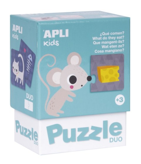 Puzzle dwuczęściowe Apli Kids - Co jedzą zwierzątka? 3+
