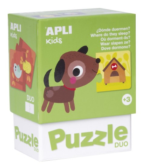 Puzzle dwuczęściowe Apli Kids - Gdzie mieszkają zwierzątka? 3+
