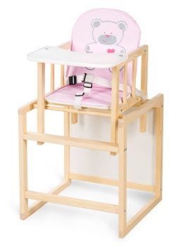Klupś AGA krzesełko wielofunkcyjne (krzesło + stolik) sosna - C4 różowy