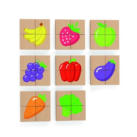 Viga Drewniane Puzzle Magnetyczne Owoce Warzywa Układanka Certyfikat FSC