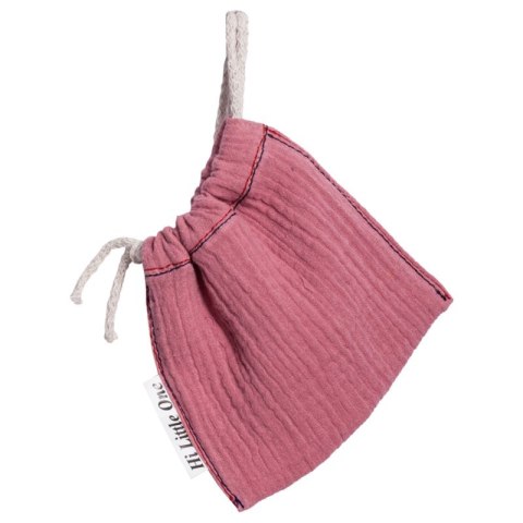 Hi Little One - Woreczek na smoczek z organicznej BIO bawełny GOTS muslin pacifier bag Baby Pink Dark