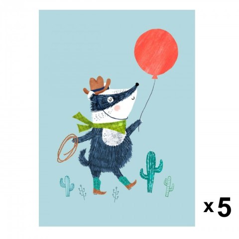 Petit Monkey - 5 zaproszeń urodzinowych Party Badger
