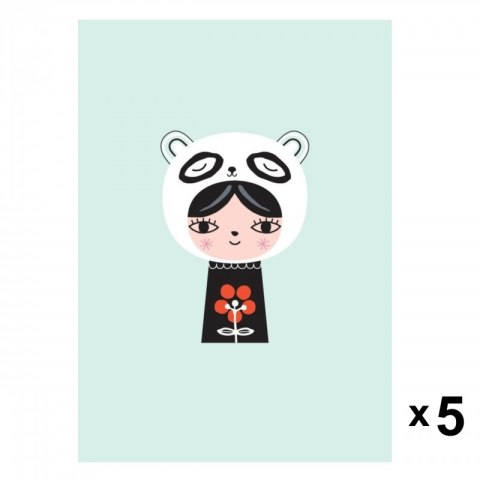 Petit Monkey - 5 zaproszeń urodzinowych Miss Panda