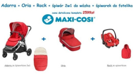 Adorra 3w1 Oria Rock + 2 x śpiworek wózek Maxi-Cosi - Scribble Black