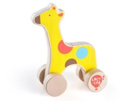 Kolorowa, drewniana żyrafa na kółkach dla malucha LUCY & LEO