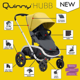 Quinny HUBB MONO + gondola HUX 2w1 + CabrioFix za 1zł, wózek wielofunkcyjny zakupowy - Blue Coral on Grey