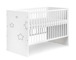 TINO STARS Klupś łóżeczko drewniane 120x60 biały