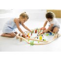 Drewniana Kolejka z pociągami tor dla dzieci 90 elementów Viga Toys