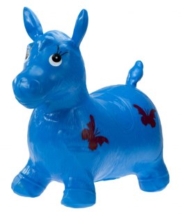 Skoczek gumowy koń z wzorem niebieski