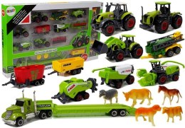 Zestaw Pojazdów Rolniczych Traktory Przyczepy z Figurkami Zwierząt