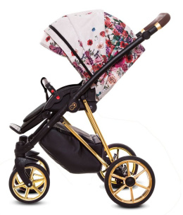 MUSSE 3w1 BabyActive wózek głęboko-spacerowy + fotelik samochodowy Kite 0-13kg - Light-Dark Rose / stelaż Gold